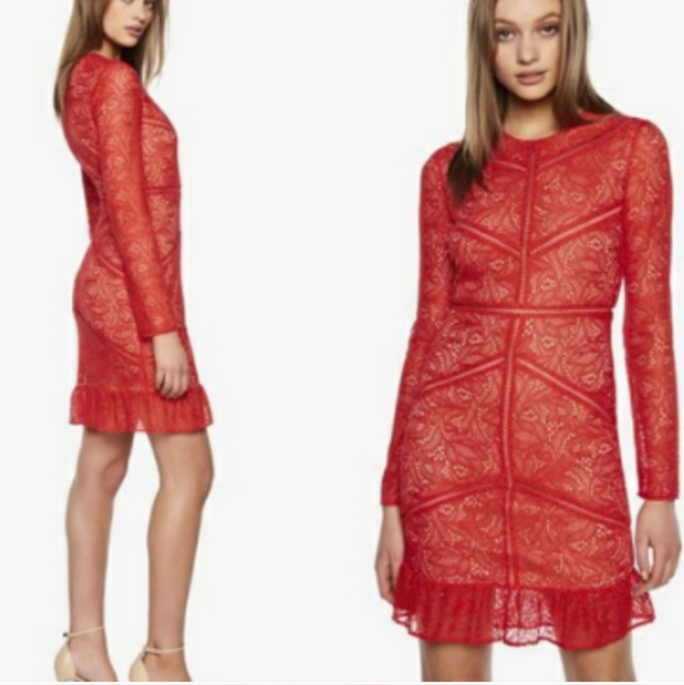 Bardot Sasha red lace dress